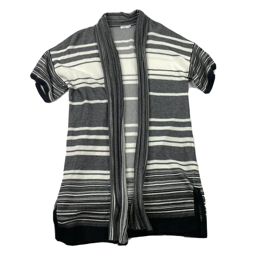Vince Womens Pure Cotton Black White Patterned Long Cardigan Sweater S NWOT